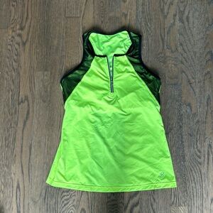 Sofibella neon tennis tank w/ shelf bra black mesh detail & zipper size medium